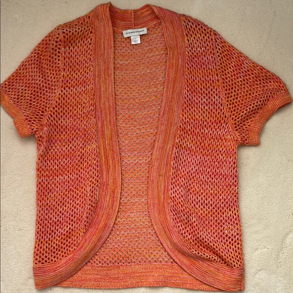 Christopher & Banks Orange Open Knit Cardigan